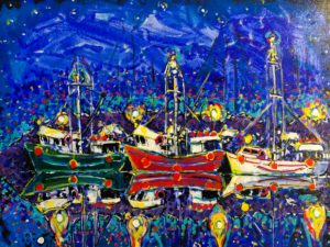 Brian Scott Fine Arts Canadian Oil Painter-Harbour Lights 30 x 40 inches