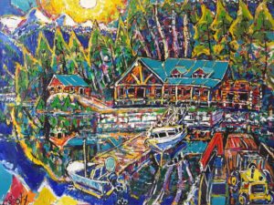 Brian Scott Fine Arts Canadian Oil Painter-Mountain Lodge 30 x 40 inches