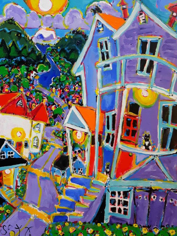 Brian Scott Fine Arts Canadian Oil Painter-Purple House 30 x 40 inches