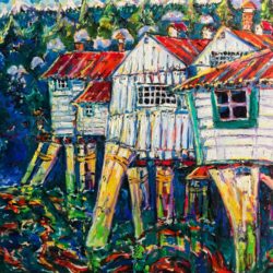 Brian Scott Fine Arts Candian Oil Painter-Salmon Cannery 30 x 40 inches