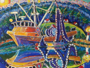 Brian Scott Fine Arts Candian Oil Painter-Seine Boat 30 x 40