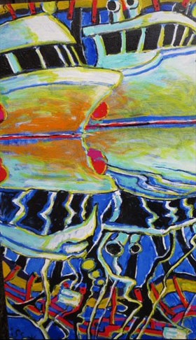 Brain Scott Fine Arts Canadian Oil Painter-Harbour Colours 3 36 x 48
