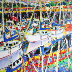 Brain Scott Fine Arts Canadian Oil Painter-Sailboats-Government Dock 30 x 40