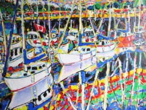 Brain Scott Fine Arts Canadian Oil Painter-Sailboats-Government Dock 30 x 40