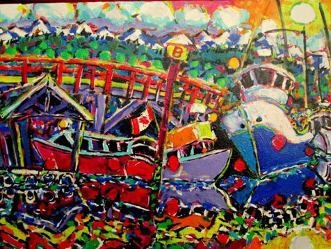 Brain Scott Fine Arts Canadian Oil Painter-Sunrise Government Dock 24 x 36