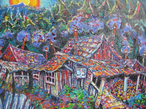 Brain Scott Fine Arts Canadian Oil Painter-China Town and the Golden Mountain 30 x 40
