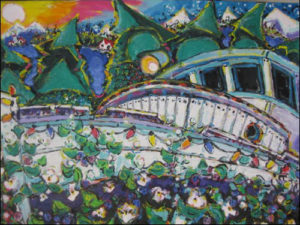 Brain Scott Fine Arts Canadian Oil Painter-Christmas Lights are on-Biggins Boat 30 x 40