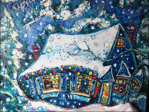 Brain Scott Fine Arts Canadian Oil Painter-Isolation House Christmas 2 24 x 30