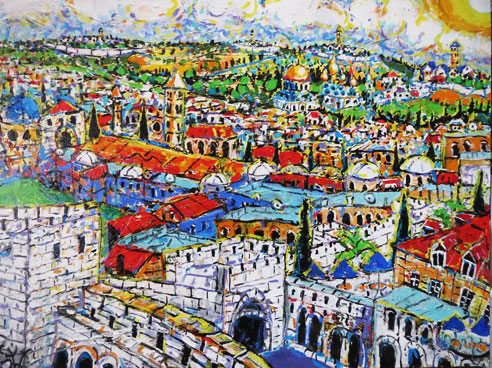 Brain Scott Fine Arts Canadian Oil Painter-Jerusalem from Davids Tower 36 x 48
