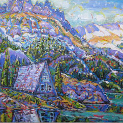 Brain Scott Fine Arts Canadian Oil Painter-Moat Lake Cabin-Strathcona Park 30 x 40