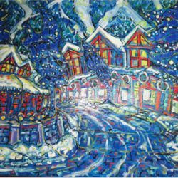 Brain Scott Fine Arts Canadian Oil Painter-Nancy Green Chalet-Whistler 30 x 40