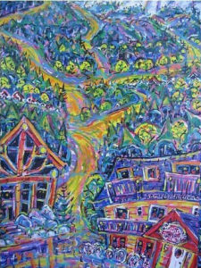 Brain Scott Fine Arts Canadian Oil Painter-Southside Deli-Fall Colours 30 x 40