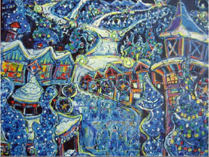 Brain Scott Fine Arts Canadian Oil Painter-Whistler Village Colours 36 x 36