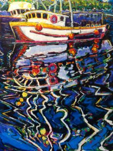 Brian Scott Fine Arts Canadian Oil Painter-Fish Boat Colours 36 x 48 inches